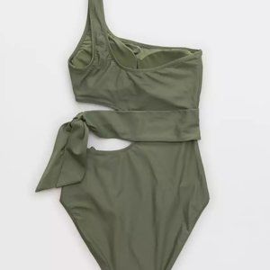 Aerie Cut Out Tie Asymmetrical One Piece Swimsuit - NWT - Small Long
